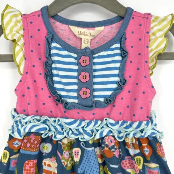 Matilda Jane Girl's Little Sweetie Dress Tea Cups Tea Pots 12-18 M‎ - Picture 2 of 7
